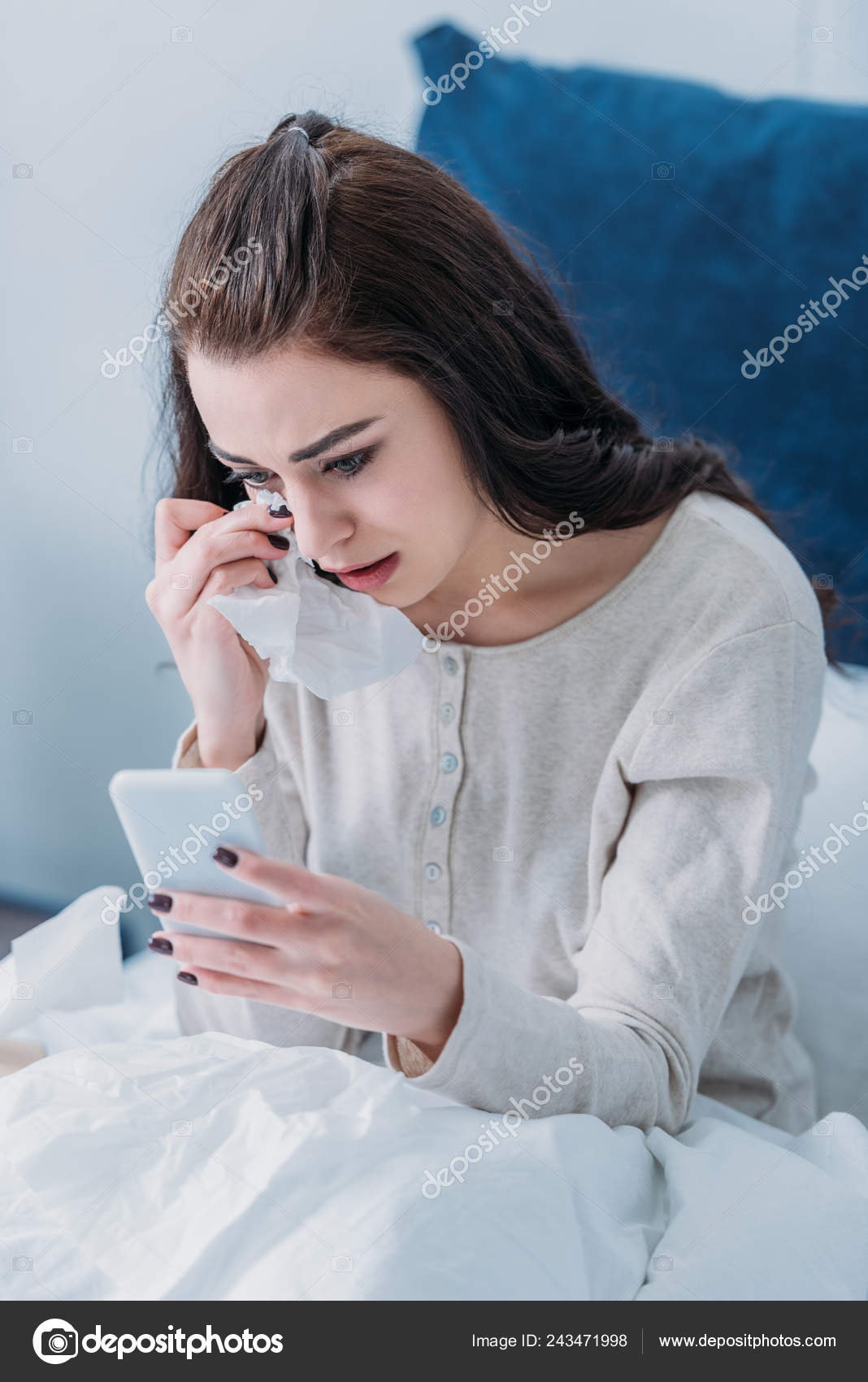 Woman Sad After Put Down Her Phone